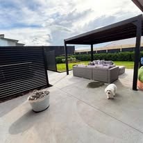 Patio with louvre roof and screens